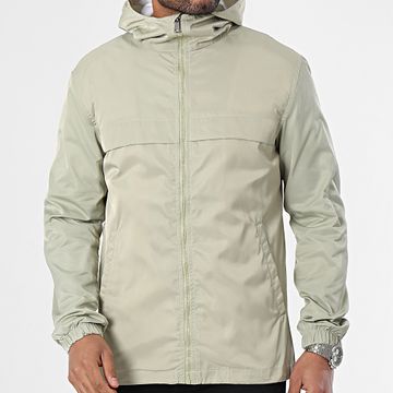 Ikao - Chaqueta con cremallera y capucha verde caqui claro