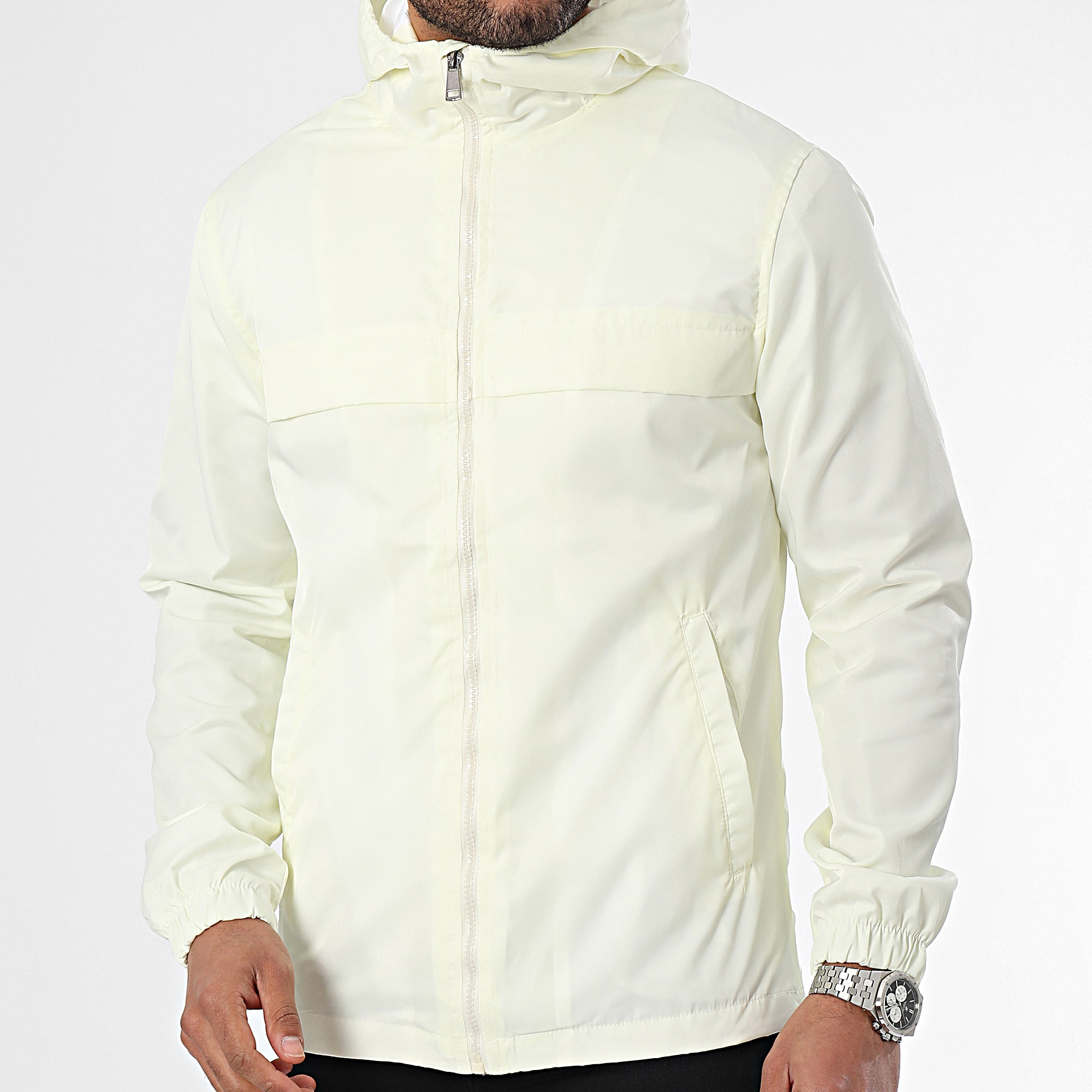 Ikao - Chaqueta beige con capucha y cremallera