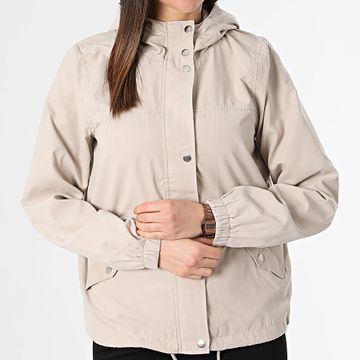 Only - Chaqueta con cremallera y capucha New Hazel Shine Beige de mujer