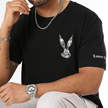 Looney Tunes - Camiseta Oversize Large New Sleeves Bugs Bunny Graffiti Black And White Negro