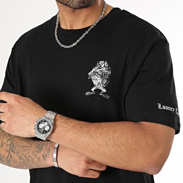 Looney Tunes - Camiseta Oversize Large New Sleeves Taz Graffiti Black And White Negro