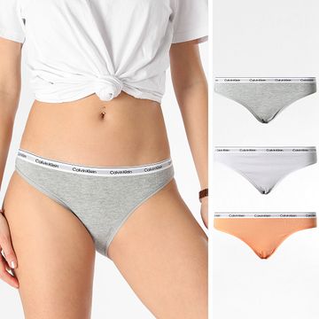 Calvin Klein - Juego de 3 calzoncillos para mujer QD5207E Orange Violet Heather Grey