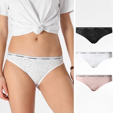 Calvin Klein - Set De 3 Braguitas De Mujer QD5069E Negro Rosa Blanco
