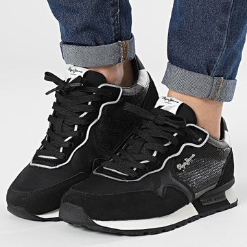 Pepe Jeans - Brit Lentejuelas Mujer Zapatillas PLS40009 Negro