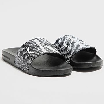 Calvin Klein - Slide 1407 Mujer Negro Blanco Brillante