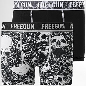 Freegun - Lote de 2 calzoncillos infantiles calaveras blancas y negras