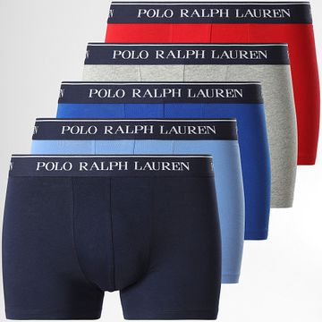 Polo Ralph Lauren - Lote de 5 Boxers Rojo Gris Brezo Azul Claro Azul Real Azul Marino