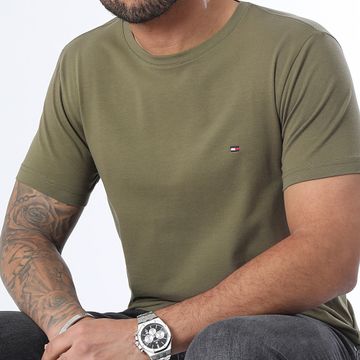 Tommy Hilfiger - Slim Stretch Tee Shirt 0800 Caqui Verde