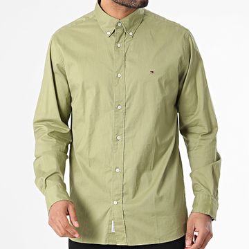 Tommy Hilfiger - Camisa de manga larga Flex Poplin 0934 Verde caqui