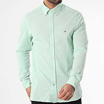 Tommy Hilfiger - Slim 1985 Camisa de punto de manga larga 0675 Verde claro