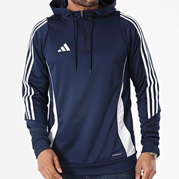 Adidas Performance - TIRO24 Chaqueta con capucha y cremallera a rayas IR9398 Azul marino