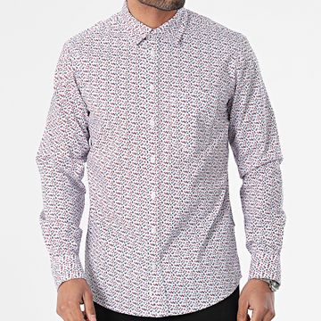 Blend - Camisa de manga larga 20717213 Blanco Azul marino Rojo