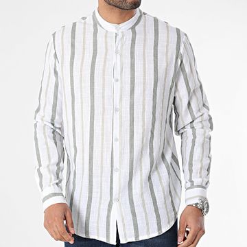 Frilivin - Camisa Manga Larga Blanco Beige Verde