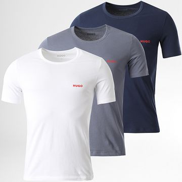 HUGO - Lote de 3 camisetas 50480088 Blanco Azul marino Gris pizarra