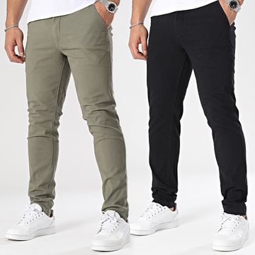 Jack And Jones - Juego De 2 Pantalones Chinos Negro Verde Caqui Marco Dave