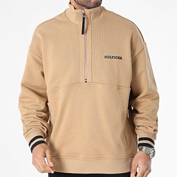 Tommy Hilfiger - Monotipo 4404 Camel Sudadera con cuello de cremallera