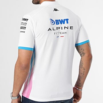 Kappa - Adrem Alpine F1 Polo de manga corta con cremallera 321P6PW Blanco Azul Rosa