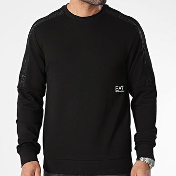 EA7 Emporio Armani - Sudadera con cuello redondo y rayas 3DPM56-PJEQZ Negro