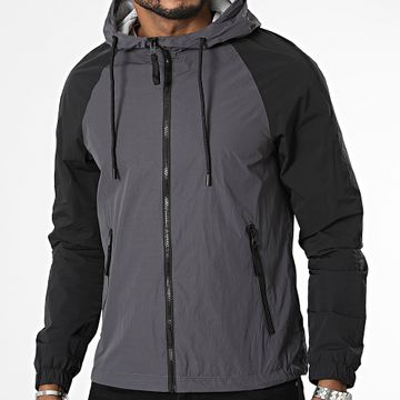 Kymaxx - Cazadora Capucha Gris Antracita Negro