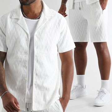 LBO - Conjunto de camisa de manga corta y pantalón corto 0194 Beige claro