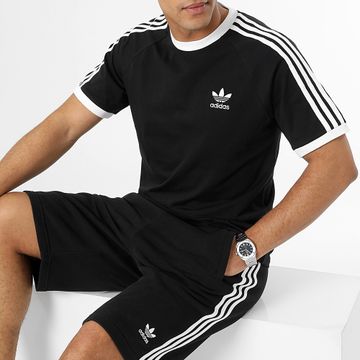 Adidas Originals - Conjunto de camiseta y pantalón corto de 3 rayas IA4845 IU2337 Negro