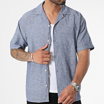 Jack And Jones - Camisa de manga corta Linen Resort Azul marino jaspeado