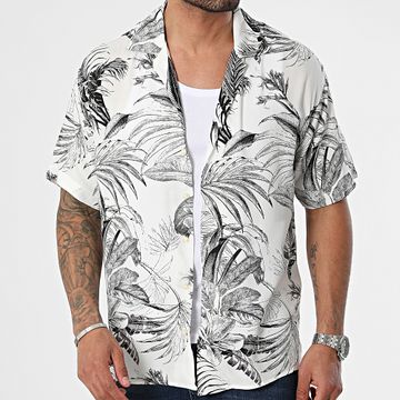 Jack And Jones - Guru Camisa Monocroma Blanca Floral Manga Corta