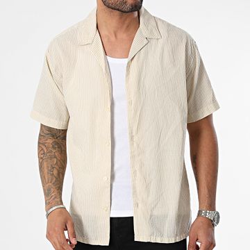 Produkt - John Seersucker Camisa de manga corta a rayas beige