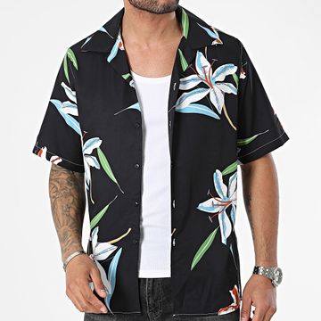 Classic Series - Camisa negra floral de manga corta