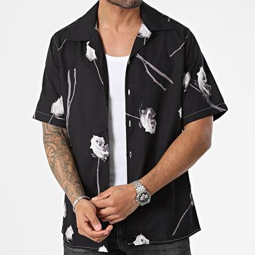 Classic Series - Camisa negra floral de manga corta
