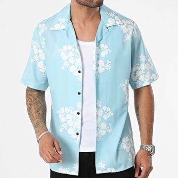 Classic Series - Camisa de manga corta azul claro con flores