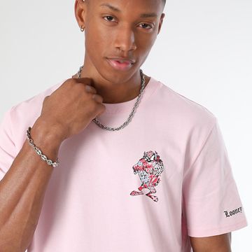 Looney Tunes - Tee Shirt Oversize Taz Pink Minimal Rose