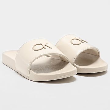 Calvin Klein - Chanclas de mujer Pool Slide Relock 1509 Stony Beige