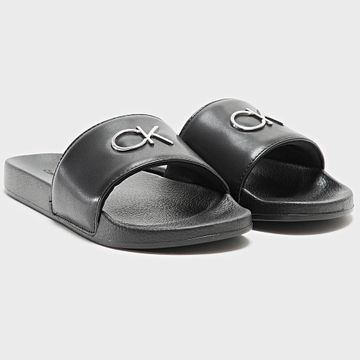 Calvin Klein - Mujeres Pool Slide Relock 1509 Negro Plata