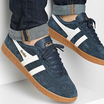 Classic Series - Gola Hurricane Suede Sneakers CMB046 Navy Off White Navy Blue Gum
