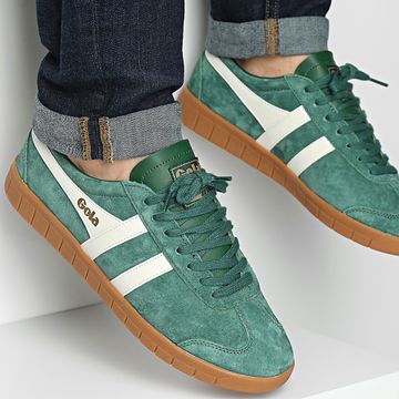 Classic Series - Gola Hurricane Suede Sneakers CMB046 Evergreen Off White Gum