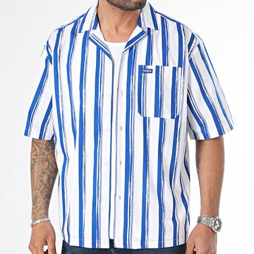 Hugo Azul - Camisa de manga corta a rayas Eligino 50513867 Blanco Azul Real