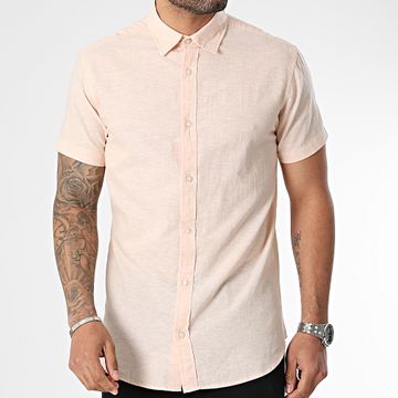 Jack And Jones - Camisa de lino de manga corta Naranja Chiné