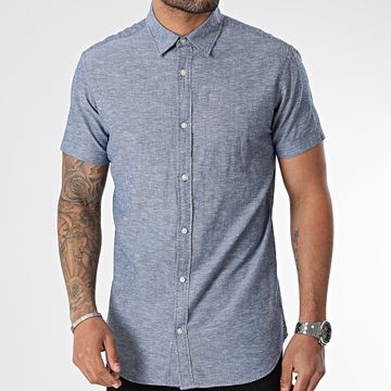 Jack And Jones - Camisa de manga corta de lino azul