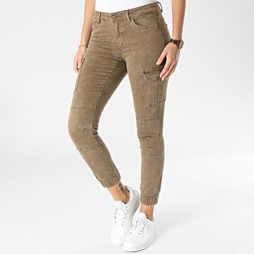 Only - Pantalón pitillo cargo marrón Missouri, mujer
