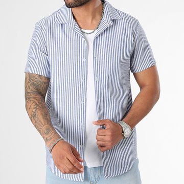LBO - Camisa Manga Corta Rayas Finas 1101 Azul Claro Blanco