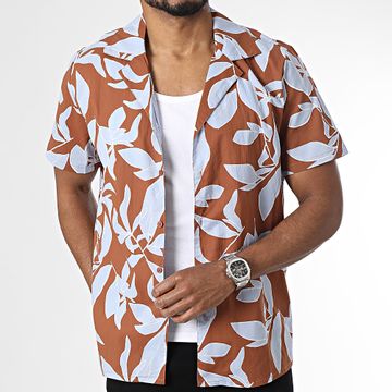 Frilivin - Camisa de manga corta azul claro marrón