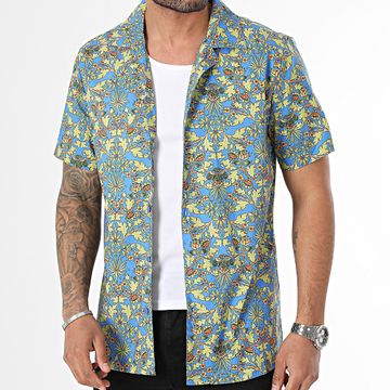 Frilivin - Azul Verde Naranja Camisa de manga corta