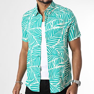 Frilivin - Camisa de manga corta verde beige