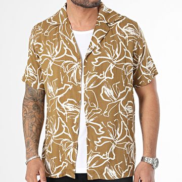 Frilivin - Camisa blanca de manga corta Camel