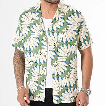 Frilivin - Kaki Verde Beige Camisa Manga Corta