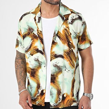 Frilivin - Verde Naranja Camisa de manga corta