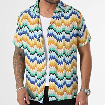 Frilivin - Naranja Verde Azul Camisa Manga Corta