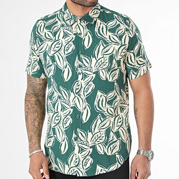 Frilivin - Camisa Manga Corta Verde Oscuro Beige