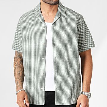 Jack And Jones - Pascua Verde Caqui Blanco Camisa de Manga Corta a Cuadros